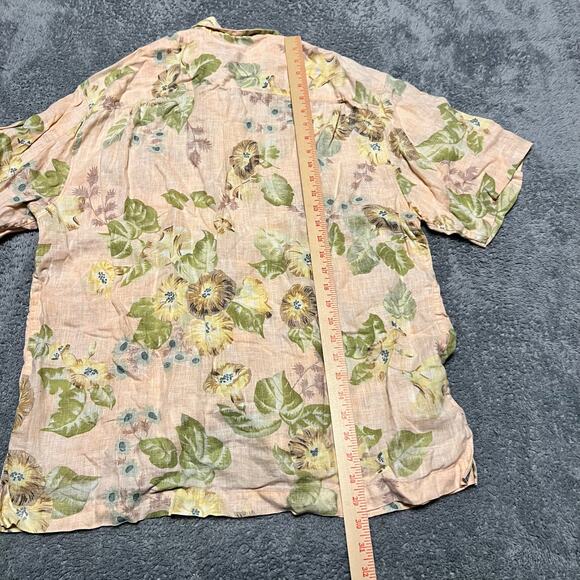 Tommy Bahama Shirt Mens Large Linen Floral Hawaiian Button Original Short Sleeve - Picture 6 of 7